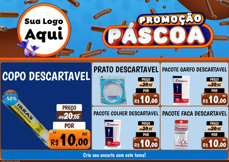 Modelo de Encarte para Encarte A4 Horizontal com o tema Promoção Páscoa para Embalagens