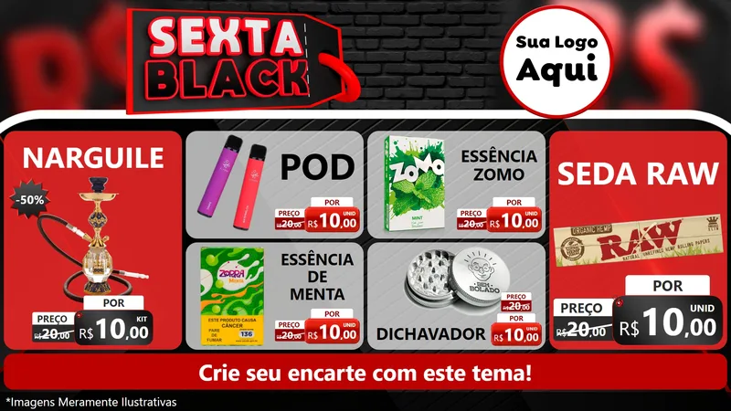 Modelo de TV para TV Horizontal com o tema Sexta Black para Tabacaria