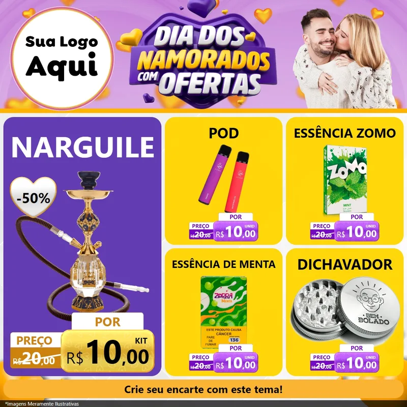 Modelo de Rede Social para Feed Facebook com o tema Dia Dos Namorados Com Ofertas para Tabacaria