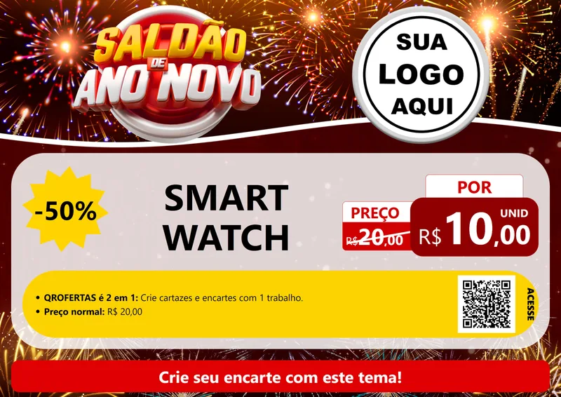 Modelo de Cartaz para Cartaz A4 Horizontal com o tema Saldão de Ano Novo para Informática
