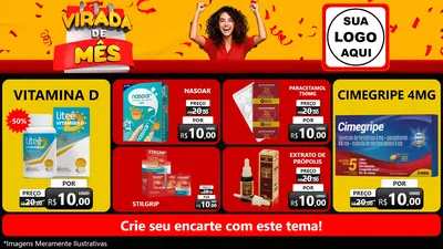 Modelo de TV para TV Horizontal com o tema Virada de Mês para Farmácia