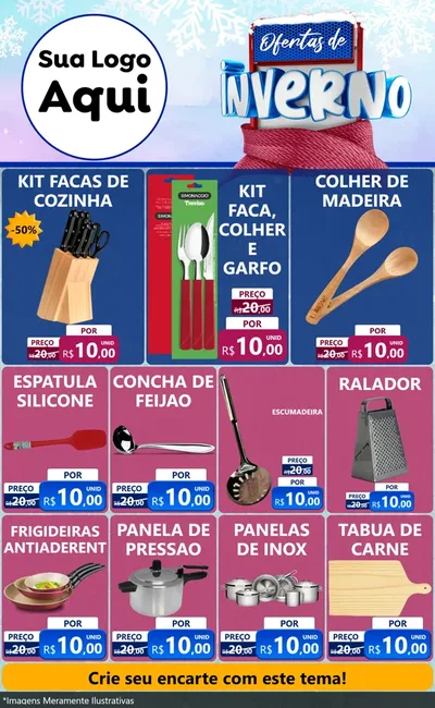 Modelo de Encarte para Encarte Grande com o tema Ofertas de Inverno para Utilidades Domésticas