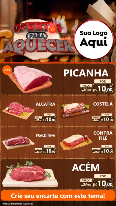 Modelo de TV para TV Vertical com o tema Ofertas Para Aquecer para Açougue