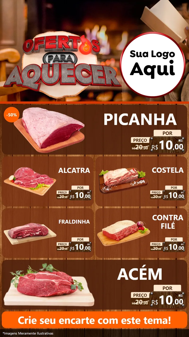 Modelo de TV para TV Vertical com o tema Ofertas Para Aquecer para Açougue