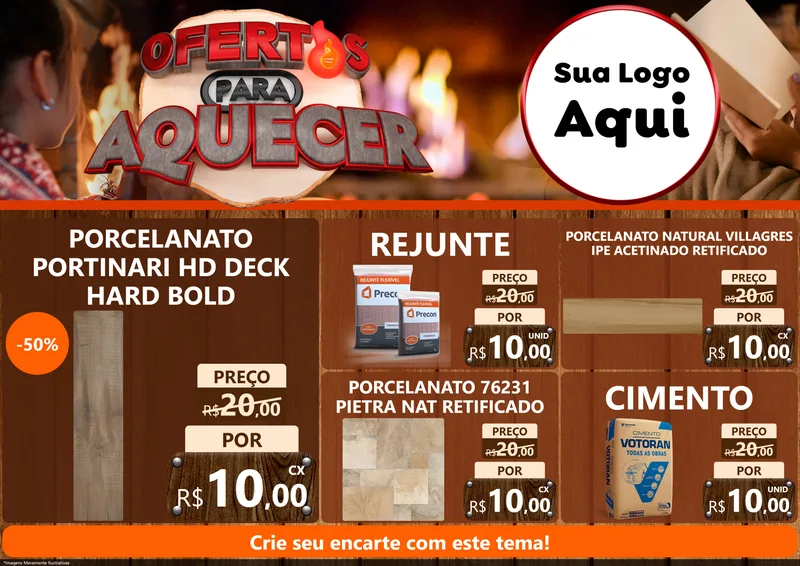 Modelo de Encarte para Encarte A4 Horizontal com o tema Ofertas Para Aquecer para Pisos e revestimentos