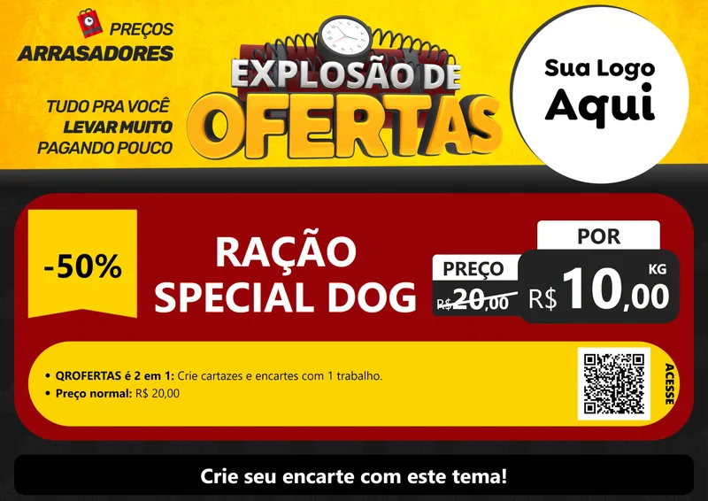 Modelo de Cartaz para Cartaz A4 Horizontal com o tema Explosão de Ofertas para Pet Shop