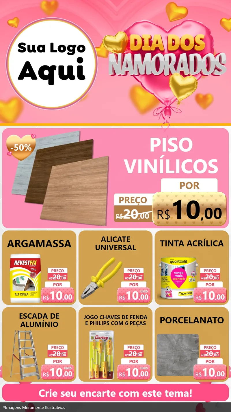 Modelo de Rede Social para Stories com o tema Dia dos Namorados para Material para Construção