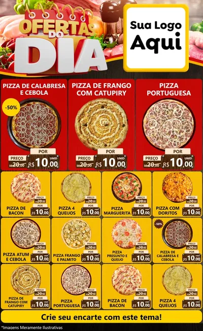Modelo de Encarte para Encarte Grande com o tema Ofertas do Dia para Pizzaria