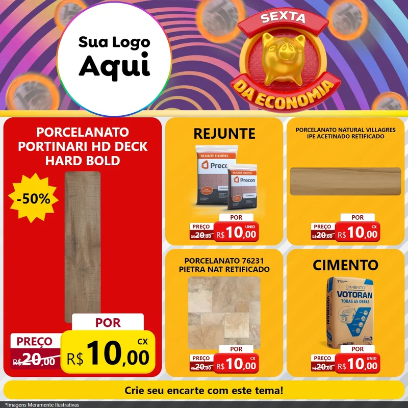 Modelo de Rede Social para Feed Facebook com o tema Sexta da Economia para Pisos e revestimentos