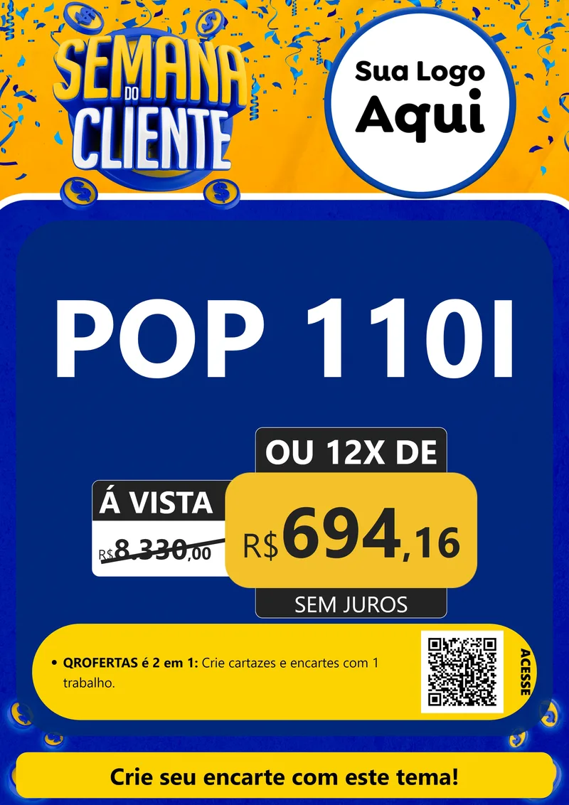 Modelo de Cartaz para Cartaz A4 Vertical com o tema Semana do Cliente para Concessionaria de Motos