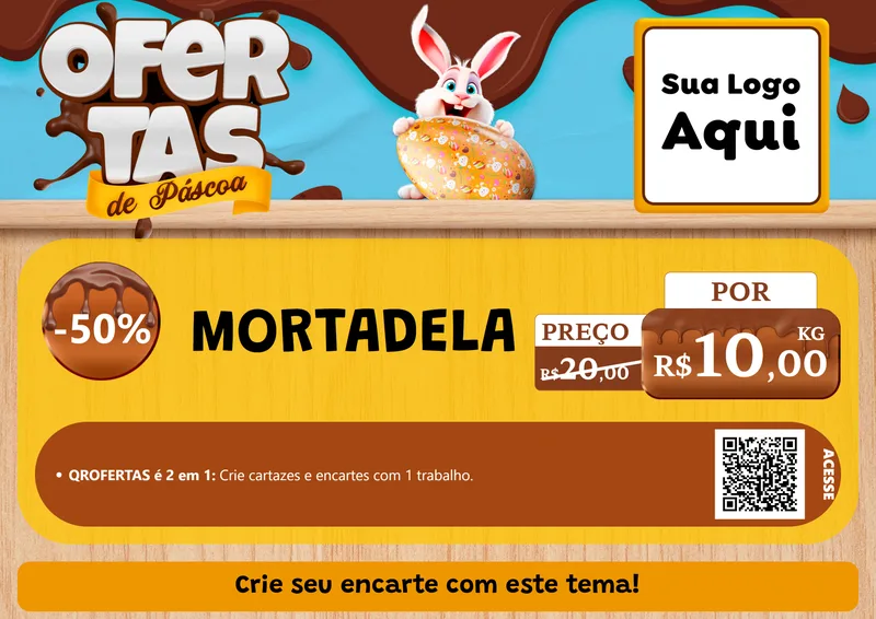 Modelo de Cartaz para Cartaz A4 Horizontal com o tema Ofertas de Páscoa para Frios e Laticínios