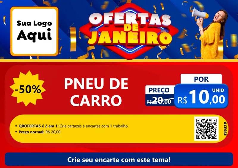 Modelo de Cartaz para Cartaz A4 Horizontal com o tema Ofertas de Janeiro para Auto peças