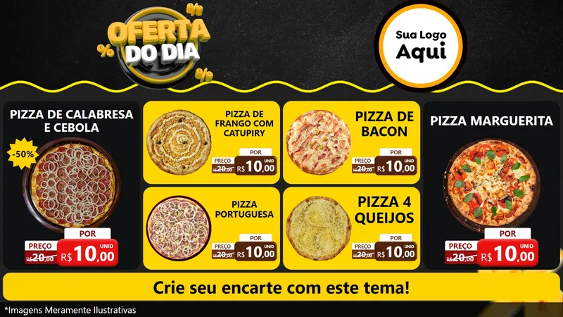 Modelo de TV para TV Horizontal com o tema Oferta Do Dia para Pizzaria