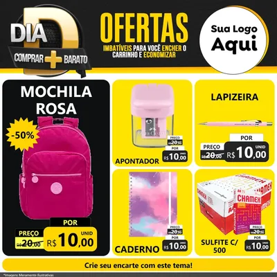 Modelo de Rede Social para Feed Facebook com o tema Dia D Mais Economia para Papelaria