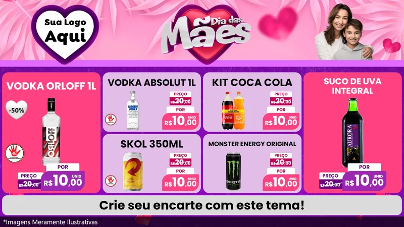 Modelo de TV para TV Horizontal com o tema Dia das Mães para Distribuidora de bebidas