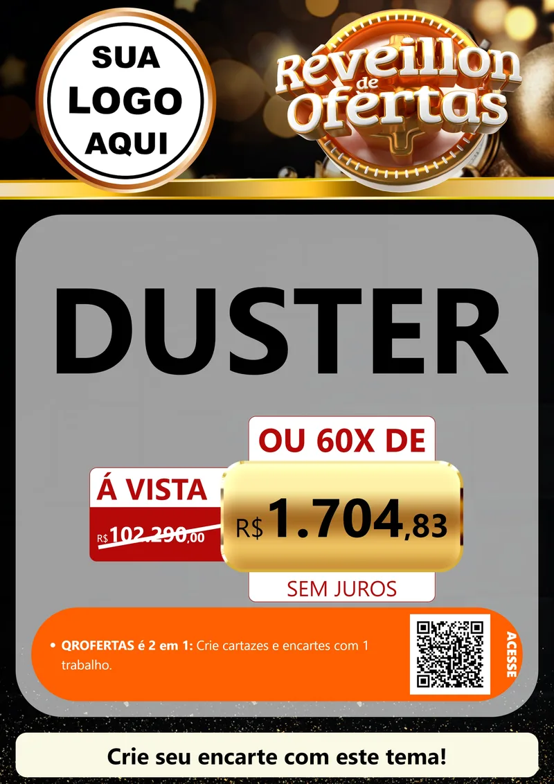 Modelo de Cartaz para Cartaz A4 Vertical com o tema Réveillon de Ofertas para Concessionaria de Carros