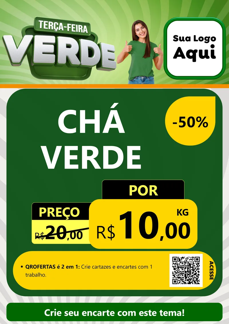 Modelo de Cartaz para Cartaz A4 Vertical com o tema Terça - Feira Verde para Produtos Naturais