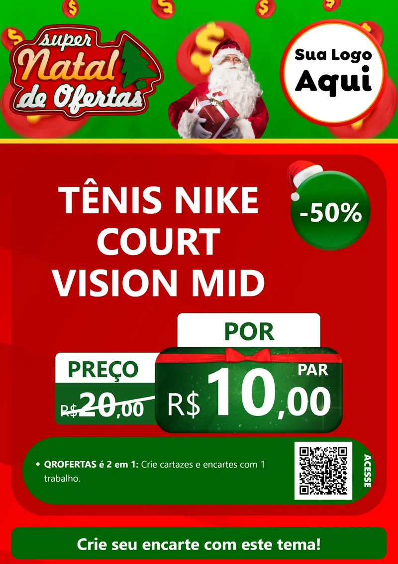 Modelo de Cartaz para Cartaz A4 Vertical com o tema Super Natal de Ofertas para Calçados