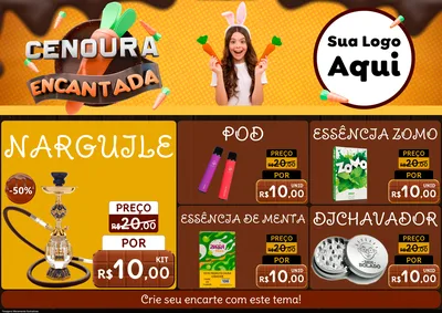 Modelo de Encarte para Encarte A4 Horizontal com o tema Cenoura Encantada - Páscoa para Tabacaria