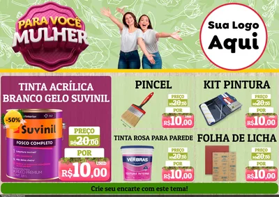 Modelo de Encarte para Encarte A4 Horizontal com o tema Para Você Mulher para Tintas e Ferramentas