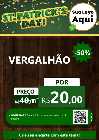 Modelo de Cartaz para Cartaz A4 Vertical com o tema St Patriks Day para Ferragens