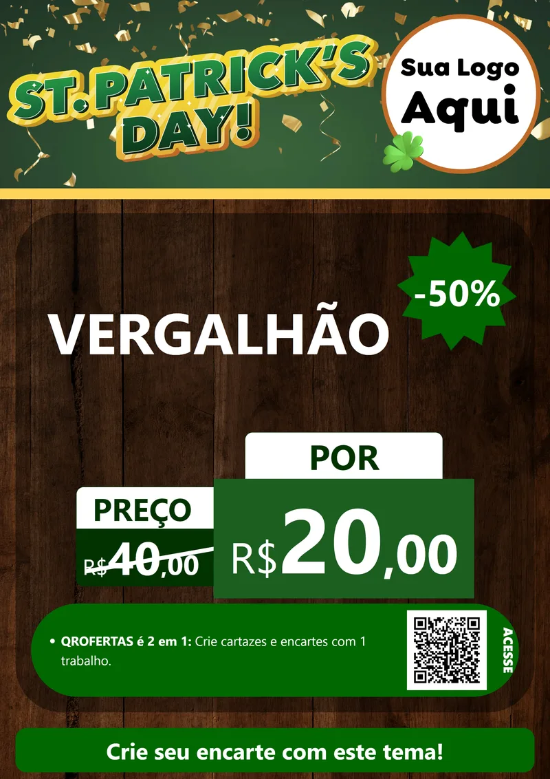 Modelo de Cartaz para Cartaz A4 Vertical com o tema St Patriks Day para Ferragens