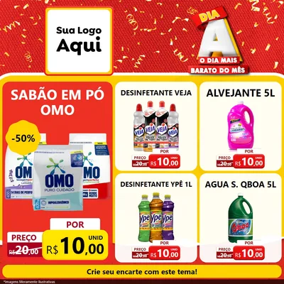 Modelo de Rede Social para Feed Facebook com o tema Dia A o Dia Mais Barato do Mês para Produtos de Limpeza