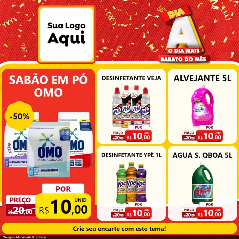 Modelo de Rede Social para Feed Facebook com o tema Dia A o Dia Mais Barato do Mês para Produtos de Limpeza
