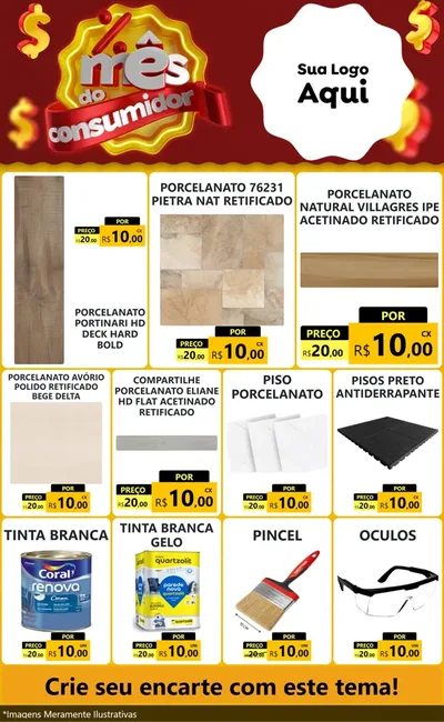 Modelo de Encarte para Encarte Grande com o tema Mês do consumidor para Pisos e revestimentos