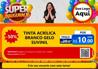 Modelo de Cartaz para Cartaz A4 Horizontal com o tema Super Inauguração para Tintas e Ferramentas