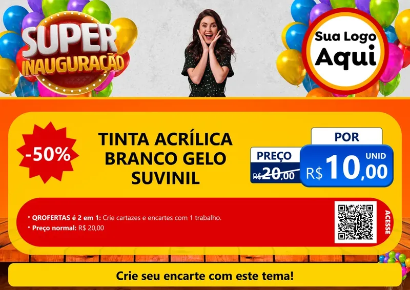 Modelo de Cartaz para Cartaz A4 Horizontal com o tema Super Inauguração para Tintas e Ferramentas