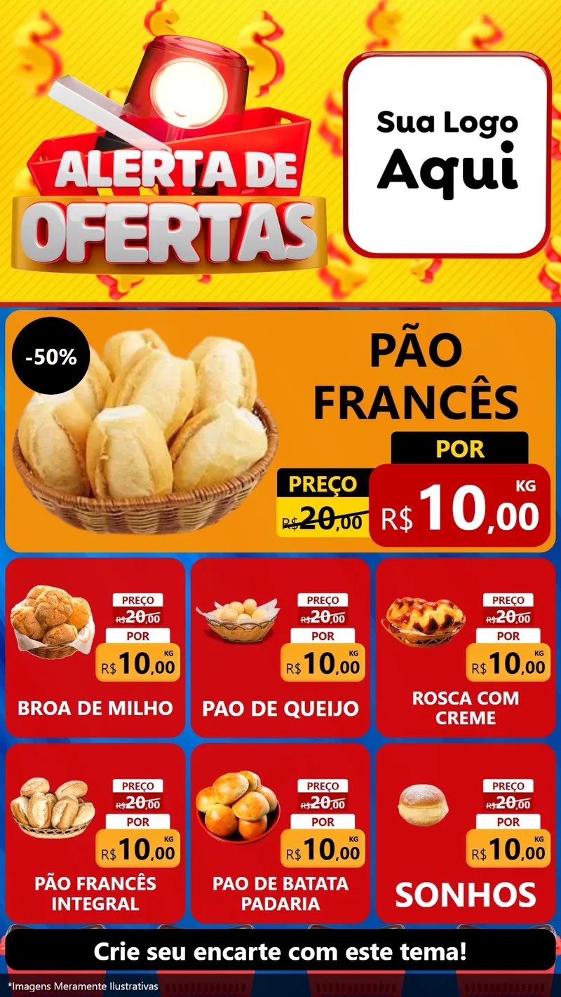 Modelo de Rede Social para Stories com o tema Alerta de Ofertas para Padaria