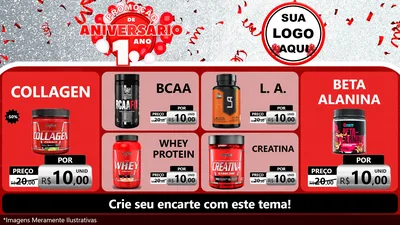 Modelo de TV para TV Horizontal com o tema Promoção de Aniversário - 1 Ano para Suplementos alimentares