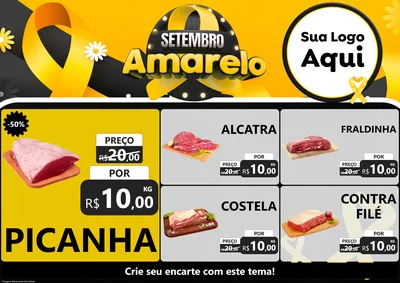 Modelo de Encarte para Encarte A4 Horizontal com o tema Setembro Amarelo para Açougue