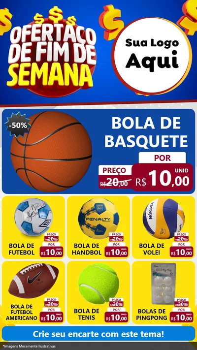 Modelo de Rede Social para Stories com o tema Ofertaço de Fim de Semana para Artigos Esportivos