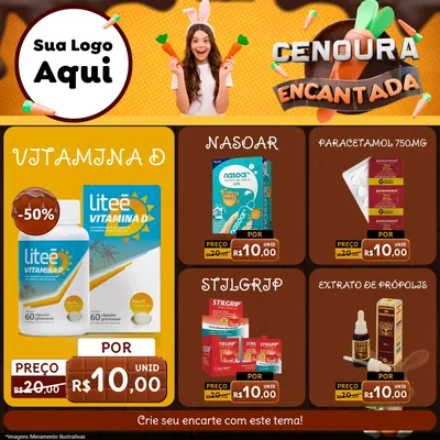 Modelo de Rede Social para Feed Facebook com o tema Cenoura Encantada - Páscoa para Farmácia