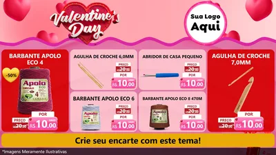 Modelo de TV para TV Horizontal com o tema Valentine's Day para Armarinho e Aviamentos