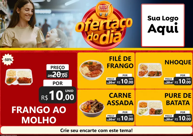 Modelo de Encarte para Encarte A4 Horizontal com o tema Ofertaço Do Dia para Restaurante