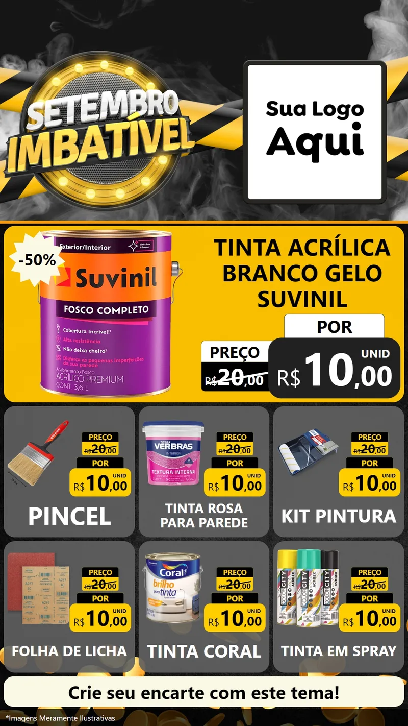 Modelo de Rede Social para Stories com o tema Setembro Imbatível para Tintas e Ferramentas