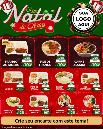 Modelo de Rede Social para Feed Instagram com o tema Um Natal de Ofertas para Restaurante