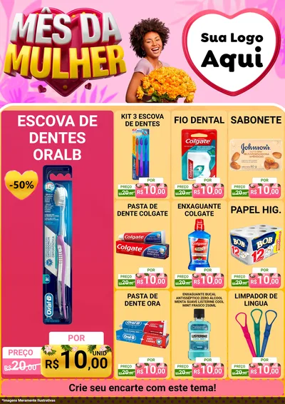 Modelo de Encarte para Encarte A4 Vertical com o tema Mês da Mulher para Higiene Pessoal
