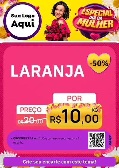 Modelo de Cartaz para Cartaz A4 Vertical com o tema Especial Dia da Mulher para Hortifrúti