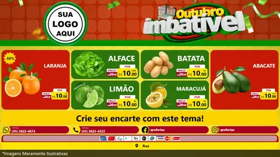 Modelo de TV para TV Horizontal com o tema Outubro Imbatível para Hortifrúti