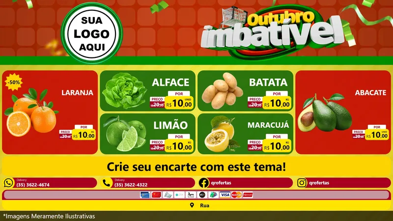 Modelo de TV para TV Horizontal com o tema Outubro Imbatível para Hortifrúti