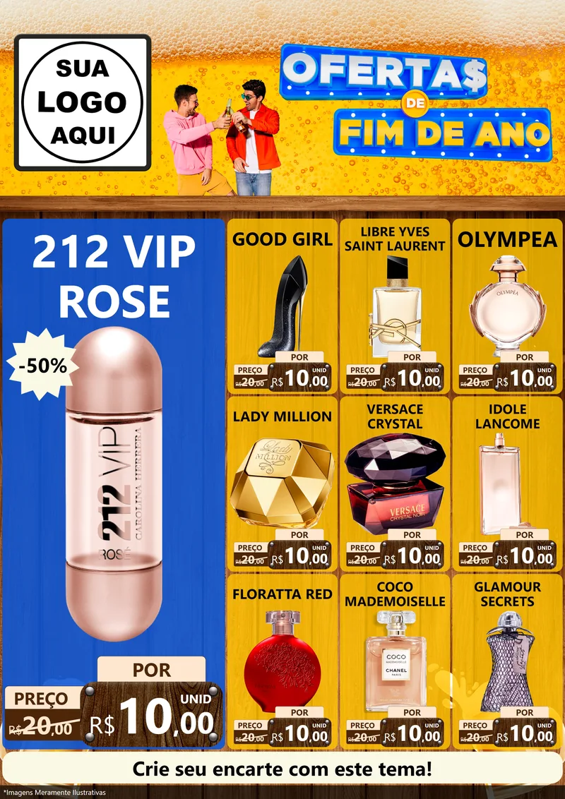 Modelo de Encarte para Encarte A4 Vertical com o tema Ofertas de Fim de Ano para Perfumes