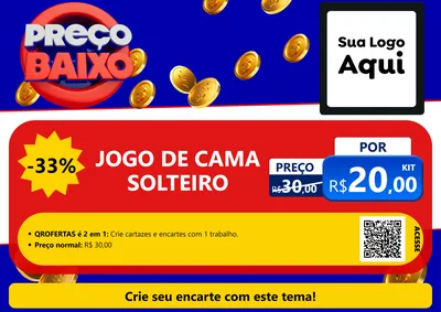 Modelo de Cartaz para Cartaz A4 Horizontal com o tema Preço Baixo para Cama, Mesa e Banho