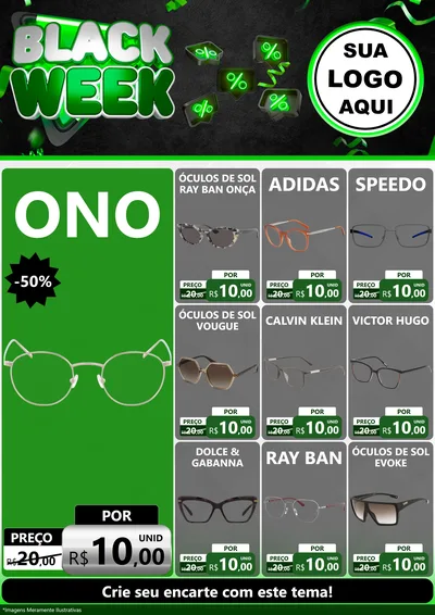 Modelo de Encarte para Encarte A4 Vertical com o tema Black Week para Óticas