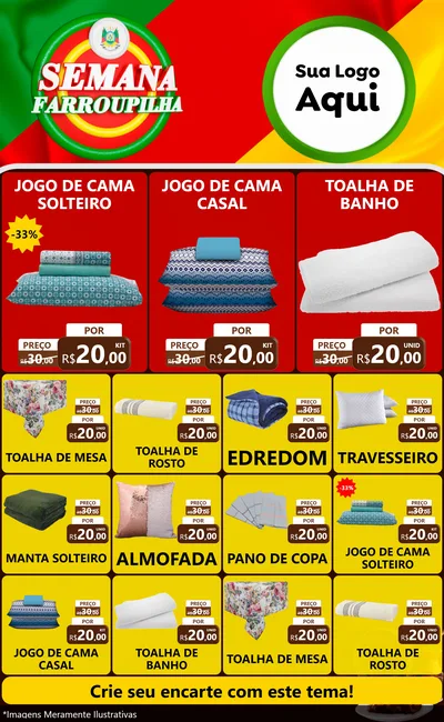Modelo de Encarte para Encarte Grande com o tema Semana Farroupilha para Cama, Mesa e Banho