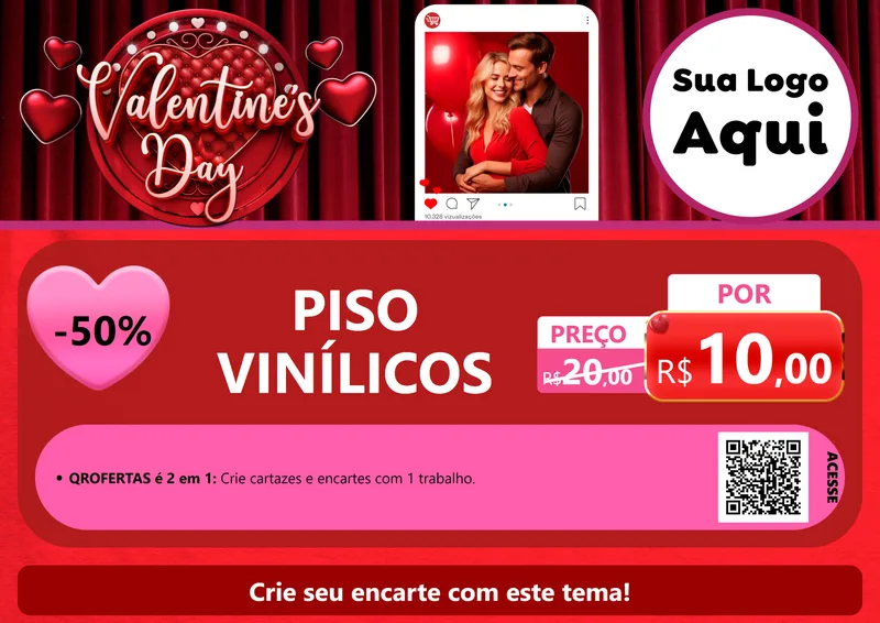 Modelo de Cartaz para Cartaz A4 Horizontal com o tema Valentine's Day para Material para Construção