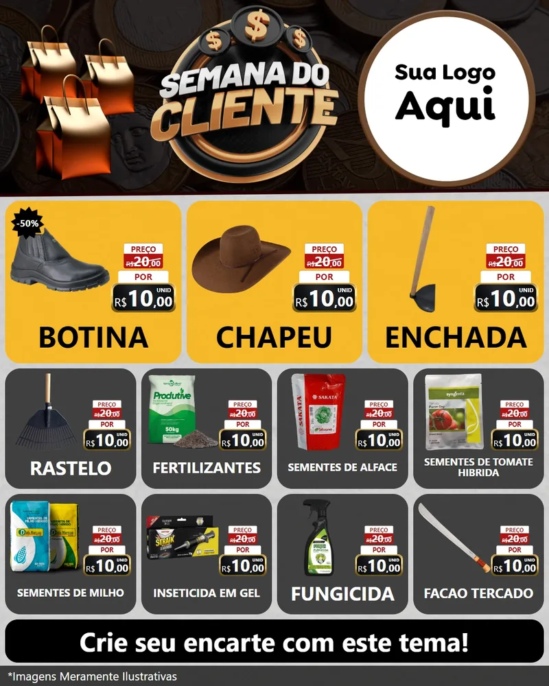 Modelo de Rede Social para Feed Instagram com o tema Semana do Cliente para Agropecuária